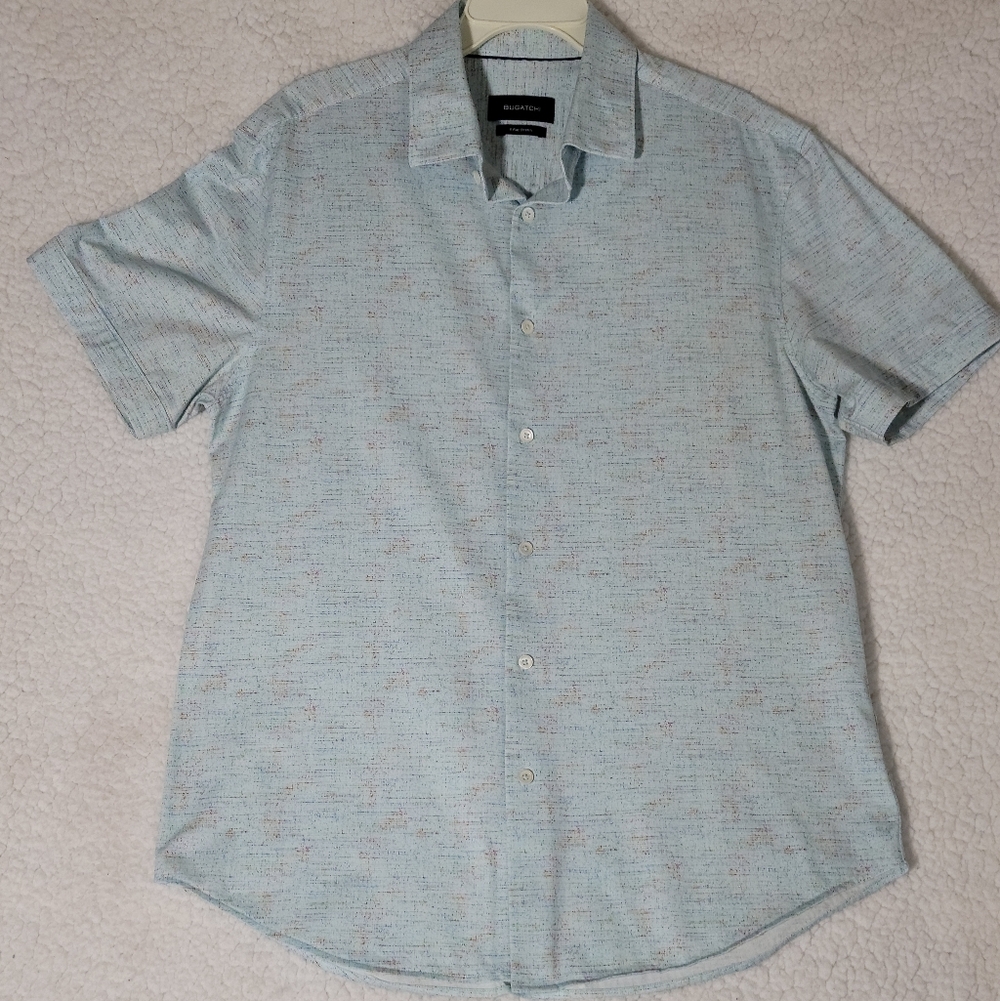 Bugatchi Sky Blue Patterned Button Down Shirt Siz… - image 3